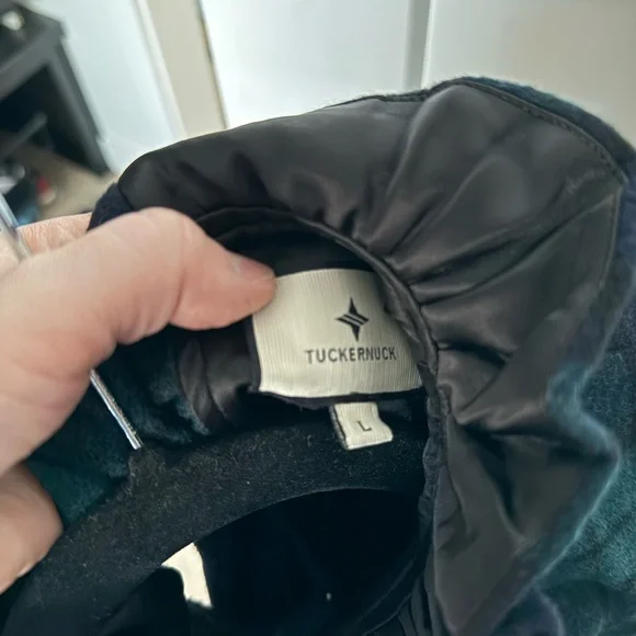 Tuckernuck Blackwatch navy and green Plaid Faye Blouse, large - Picture 4 of 6